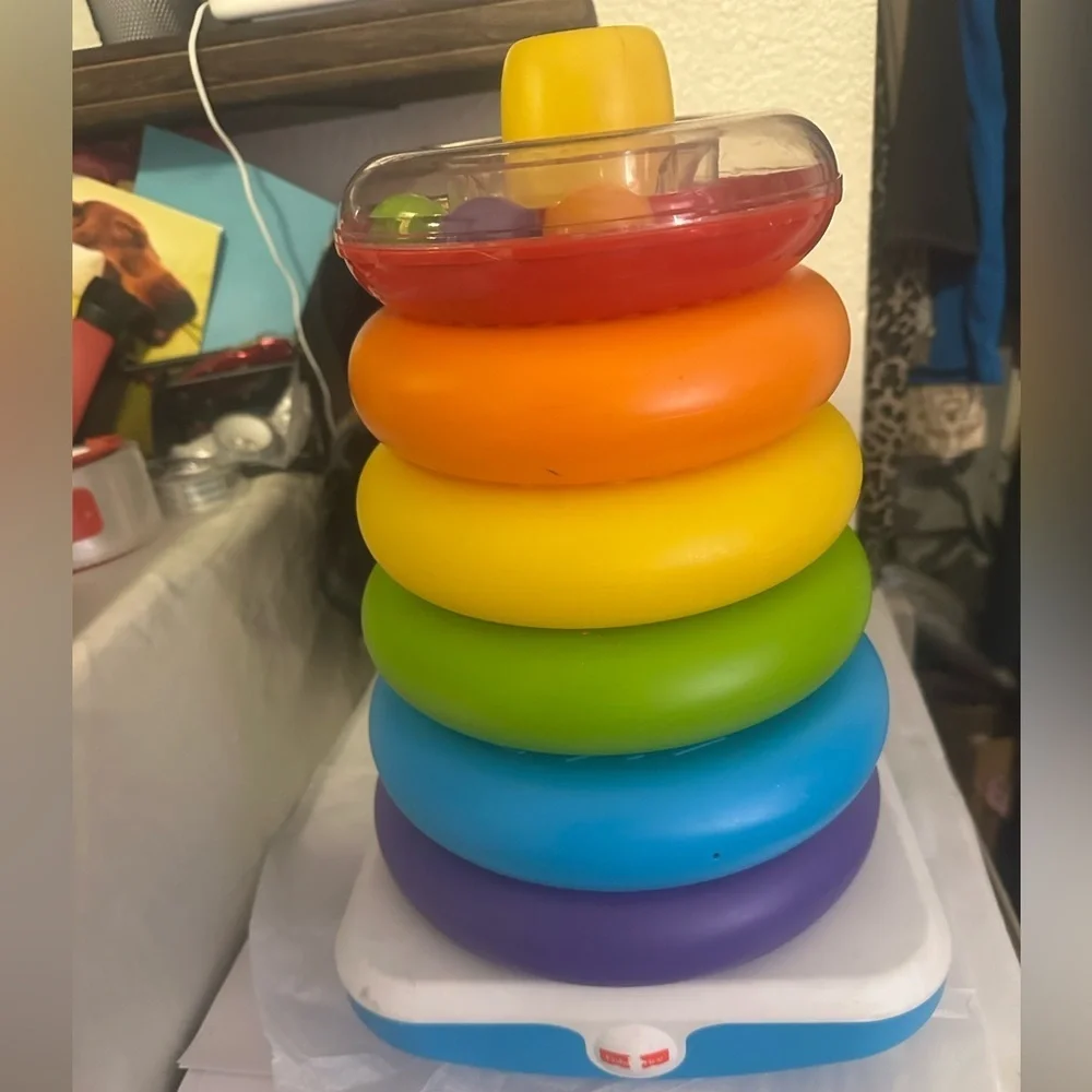 Fisher price large rocking stackable ring tower. Good condition.